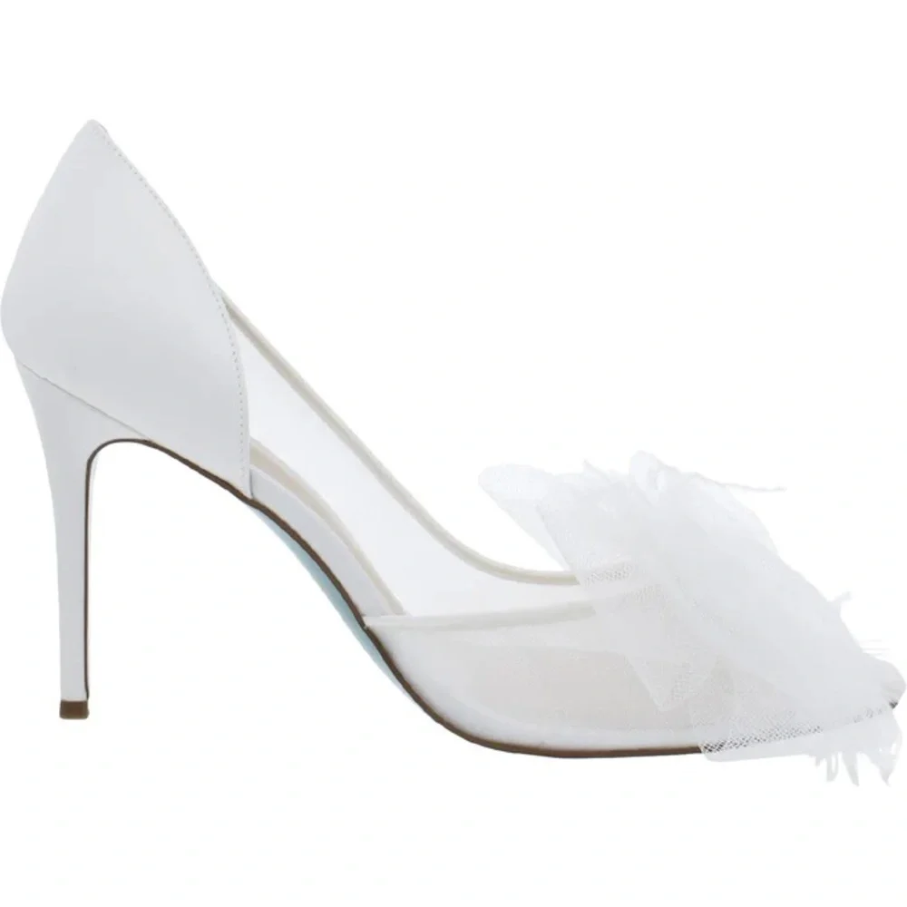 NIB BETSEY JOHNSON WHITE AND BLUE BOTTOM SUSN STILETTOS DRESS PUMPS SIZE 6 - Picture 2 of 4